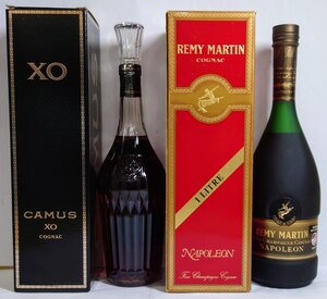 Y-45260N REMY MALTIN NAPOLEON 1000ml CAMUS XO 700ml ロングネック カミュ ナポレオン レミーマルタン 箱あり 現状品 保管品 お酒