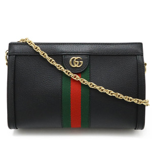 GUCCI グッチ オフィディア スモール チェーンショルダー ショルダーバッグ セミショルダー レザー ブラック 黒 ゴールド金具 503877