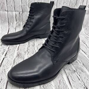 希少【未使用】BURBERRY BLACK LABEL バーバリーブラックレーベル レザーブーツ レースアップ 本革 プレーントゥ ブラック 26〜26.5㎝相当