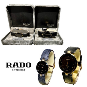 RADO ラドー FLORENCE フローレンス クォーツ 黒文字盤 メンズ レディース ペア 時計 腕時計 箱・説明書付 動作未確認 全2点 ☆