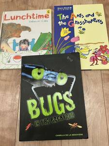 英語絵本 3冊　しかけ　アリとキリギリス　虫図鑑　Lunchtime 仕掛け絵本　三冊　BUGS The Ants and the Grasshoppers 