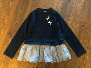 anyfam エニィファム　オンワード樫山　キッズ　チュール　切り返し　チュニック　トップス　長袖　子供服　140　130