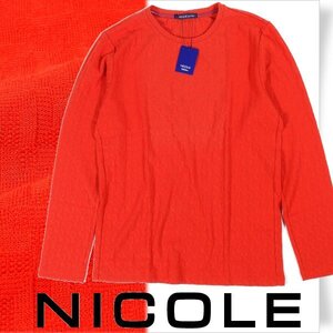 新品1円～★ニコル セレクション NICOLE selection メンズ コットン綿 長袖 クルーネック 幾何学柄カットソー 46 M 本物◆4657◆