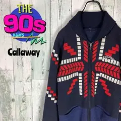 Callaway キャロウェイ　ウィンター柄　ショールカラー　ジップアップニット