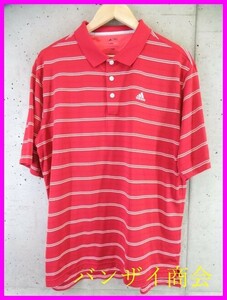 【送料300円可】0190s5◆美品です◆吸汗速乾◆adidas golf アディダスゴルフ ボーダー柄 半袖ドライポロシャツ O/ジャケット/パンツ