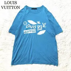 【希少】LOUIS VUITTON Tシャツ スカイブルー 水色 ロゴ入り XL