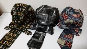 ★バンダナキャップ★ハンドメイド　まとめ売り　国旗　デニム柄　英字