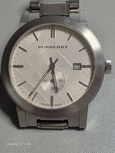 BURBERRY　バーバリー　時計　メンズ　クオーツ　ザ シティ　BU9900　シルバー文字盤　ステンレス　中古