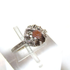 ★Antique design Saphiret glass silver ring (size9)