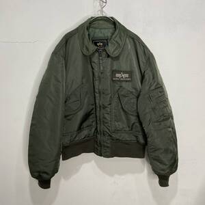 送料無料☆ALPHA INDUSTRIES☆USA製☆アルファインダストリーズ☆フライトジャケット☆CWU-45☆ミリタリー☆カーキ☆XL☆J23