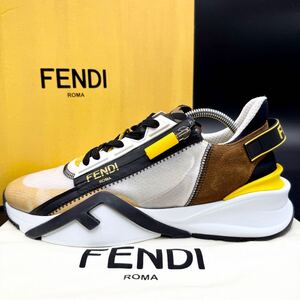 1円 【未使用級】 FENDI FLOW フェンディフロー 【圧倒的高級感】 ファブリック ズッカ サイドジップ スニーカー シューズ 靴 26cm相当