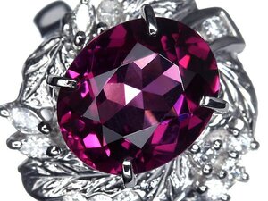 UI14322T【1円～】新品仕上【RK宝石】《garnet》グレープカラー!! 極上ガーネット 特大5.69ct 極上ダイヤモンド Pt900 高級リング ダイヤ