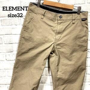 エレメント element チノパン メンズ 32 ベージュ 7分丈 クロップドパンツ 綿パンツ Mサイズ 