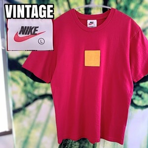 90s 90年代 ビンテージ NIKE ナイキ 赤 シンプル 立体ロゴ 白タグ Tシャツ 銀タグ ヴィンテージ VINTAGE tee 古着 半袖Tシャツ