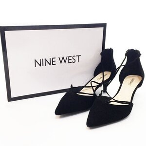 ◆未使用 NINE WEST ナインウエスト【1万6500円】レースアップ オープンパンプス レディース6.5M 23.5㎝程度 ブラック NW7FAYON 5BA/92588