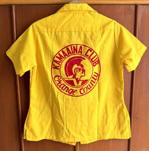 1970s ビンテージ　ボーリングシャツ　レディース　Kamaaina Club 36　ネップ風味の生地