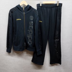 A48 adidas NEO LABEL アディダス ネオレーベル セットアップ 上下 ジップアップ パーカー パンツ スウェット サイドライン ブラック M