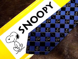 ★並品★4K00553【ピーナッツ】SNOOPY 「スヌーピー 格子 柄」ネクタイ