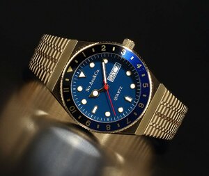 1円～ 1スタNo Accessory&Co/No Acc&Co三代目逆輸入モデル/BLUE×BLACK/GOLDゴールドcolorサブマリーナ50m防水新品激レア日本未発売TIMEX Q