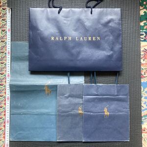 ファッション小物　☆　インテリア雑貨　レア貴重　Polo Ralph Lauren ポロラルフローレン　４枚　ネイビー　紙袋 ショップ袋　小物入れ等