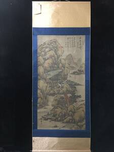 唐物 中国古画 唐代の著名な画家 王維 山水図 手描き 掛け軸 巻き物 書画立軸 水墨中国画 時代物 中国美術 賞物 唐画 GH220