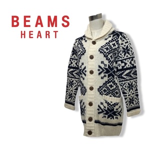 ★BEAMS HEART ビームス ハート★ユニセックス ノルディック ショールカラー カウチン ニット カーディガン セーター 管:D:01