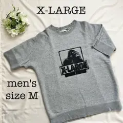 X-LARGE スウェットシャツ　ラグランスリーブ　半袖　グレー　メンズ　M