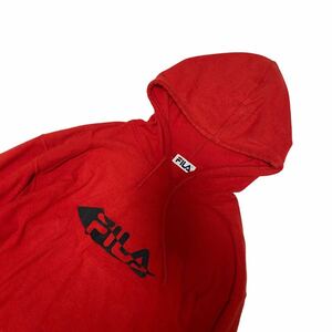 90s FILA フリース パーカー size M オールド フィラ 古着 アメカジ 赤 レッド