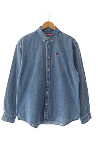 シュプリーム SUPREME 23AW Small Box Shirt Denim スモール ボックス ロゴ刺繍 長袖 デニム シャツ M インディゴ ブルー ☆AA★241109 メ