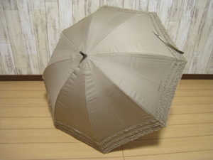 ★ジルスチュアート　晴雨兼用　日傘★USED　遮光　遮熱　UVカット　ブラウン　フリフリ　ブランド傘