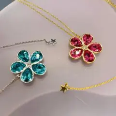 1000円off特大SALE！ 花びら煌めく☆宝石のようなフラワーネックレス♡