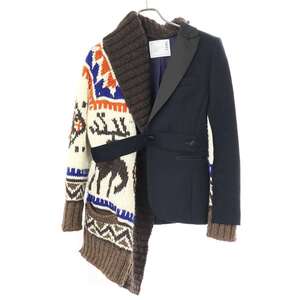 sacai サカイ 18AW カウチンニットドッキングテーラードジャケット 18-04086 ミックス 2 ITYLW3QP0HFC