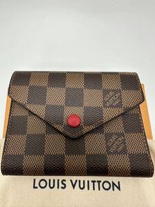 未使用品 LOUIS VUITTON ルイヴィトンダミエ ポルトフォイユ ヴィクトリーヌ N41659 三つ折り財布 ブラウン 茶色 レディース メンズ