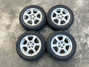 1010-5)185/65R15+WEDS15インチアルミ中古4本セット！6.5J-15+45 100/5穴！グッドイヤースタッドレスタイヤ