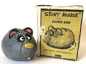 デッドストック ENESCO エネスコ STONY MOUSE ネズミENESCOWARE 貯金箱 陶器 置き物 昭和レトロ ファンシー 置物 当時物