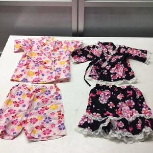 送料無料★浴衣 甚平 セットアップ ２点上下セット★女の子 キッズ 子供 95-100★黒ピンク 花柄 ♯30216sbm