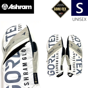 ◎24-25 Ashram PROFILE LOGO MITTEN カラー:WHITE Sサイズ アシュラム スキー スノーボード