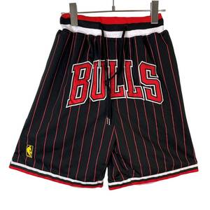 90sUSA製Just DonジャストドンNBAシカゴ・ブルズChicagoBullsバスパンジャージショーツハーフパンツショートパンツ刺繍ワッペンス40531