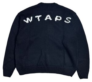 未使用品 23aw WTAPS 232MADT-KNM04 ダブルタップス バックロゴ クルーネック ニットセーター ブラック 02 