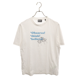 DIESEL ディーゼル UFO プリントクルーネック半袖Tシャツ ホワイト A03286