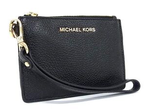 ■美品■ MICHAEL KORS マイケルコース レザー パスケース カードケース 定期入れ キーリング レディース ブラック系 DF9876