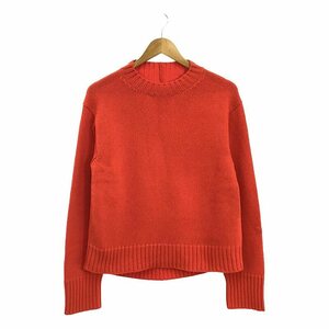 JIL SANDER / ジルサンダー | リブ切替 カシミヤ クルーネックニット | 36 | オレンジ | レディース