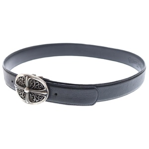 CHROME HEARTS クロムハーツ OVAL CROSS STRAP1.5 オーバルクロス バックル 1.5inch レザーベルト ブラック/シルバー