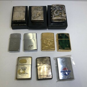 07w6488★1円~ ジッポ ZIPPO 10個セット アーマー 龍 ドラゴン ポールスミス ペプシ 等 ライター まとめ売り 【ジャンク品】