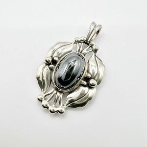 【極美品】GEORG JENSEN ジョージジェンセン ネックレス　ペンダントトップ アクセサリー チャーム ヘマタイト　925刻印