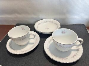 ◆カップ&ソーサー　2客セット　Sheffield Fine China JAPAN Angelique ◆B-265