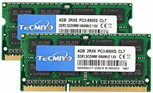 テクミヨ ノートPC用メモリ1.5V 8GB DDR3 PC3-8500 1066Mhz 4GB×2枚 204Pin CL7 No