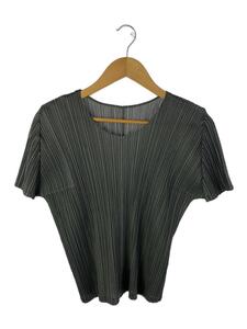 PLEATS PLEASE ISSEY MIYAKE◆プリーツプリーズイッセイミヤケ/半袖カットソー/3/ポリエステル/GRY