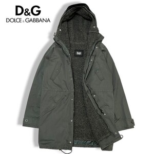 17 国内正規品 D&G DOLCE &GABBANA ドルチェ&ガッバーナ M-51 裏ボア ライナー付き モッズコート フーデット ミリタリーコート 44 メンズ