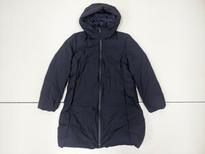 4．ユニクロ UNIQLO シームレス ダウン ハーフ フーデッド コート パーカー 防寒ウェア レディースXL ダークネイビーz110